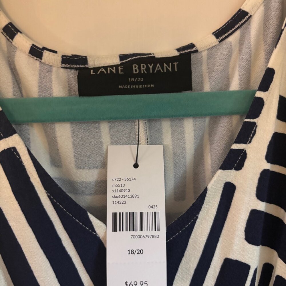 LANE BRYANT Navy/Cream V-Neck Easy Swing Dress in 18/20 - Picture 4 of 6